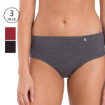 Women Pack of 3 Solid Assorted Hipster Briefs