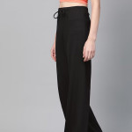 Women Black Regular Fit Solid Wide Leg Track Pants